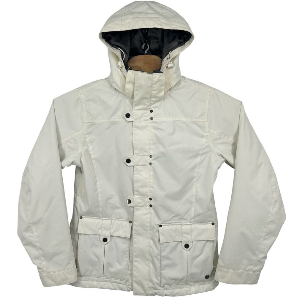 Women's White Burton Chopper Ski Snowboarding Insulated Winter Jacket Size Large